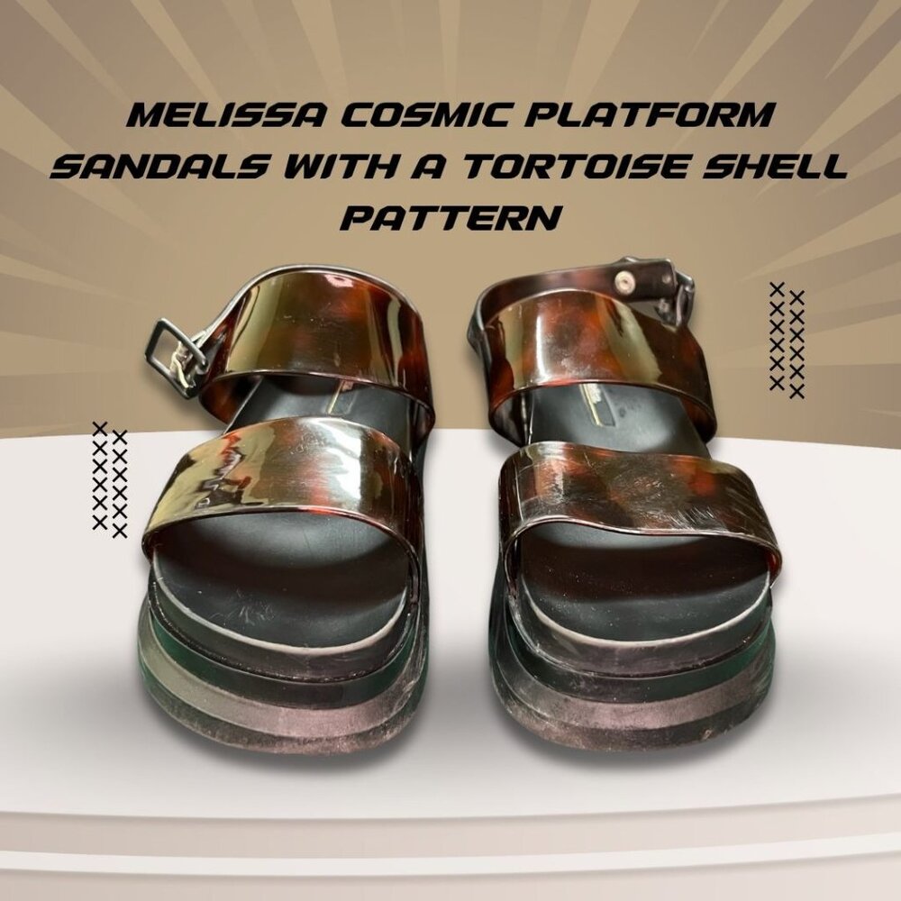 Melissa Cosmic Platform Sandals With Tortoise Shell Pattern & Adjustable Buckle